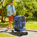 Hondenbuggy - HappyPets - Opvouwbaar - Regenhoes - Blauw, Dieren en Toebehoren, Ophalen of Verzenden, Nieuw