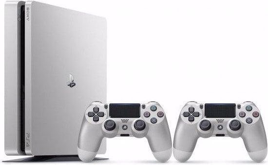Playstation 4 Slim 500GB Zilver +  2 x V2 Controller, Games en Spelcomputers, Spelcomputers | Sony PlayStation 4, Zo goed als nieuw