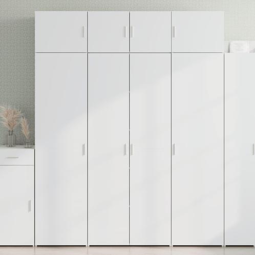 vidaXL Opbergkast 80x42,5x225 cm bewerkt hout wit, Huis en Inrichting, Kasten | Dressoirs, Nieuw, Verzenden