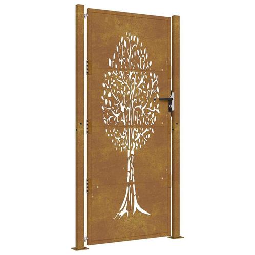 Tuinpoort Cortenstaal met boomdesign - Dikke korting! | R..., Tuin en Terras, Tuinpoorten, Nieuw, Staal, Draaipoort, 200 cm of meer