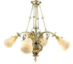 Grote art nouveau/jugend koperen kroonluchter lustre