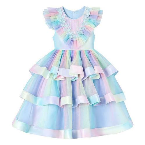 Prinsessenjurk - Luxe Unicorn jurk - Blauwe regenboog - Klee, Kinderen en Baby's, Carnavalskleding en Verkleedspullen, Verzenden