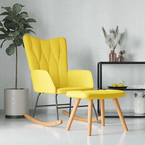 vidaXL Schommelstoel met voetenbank stof mosterdgeel, Huis en Inrichting, Stoelen, Nieuw, Verzenden