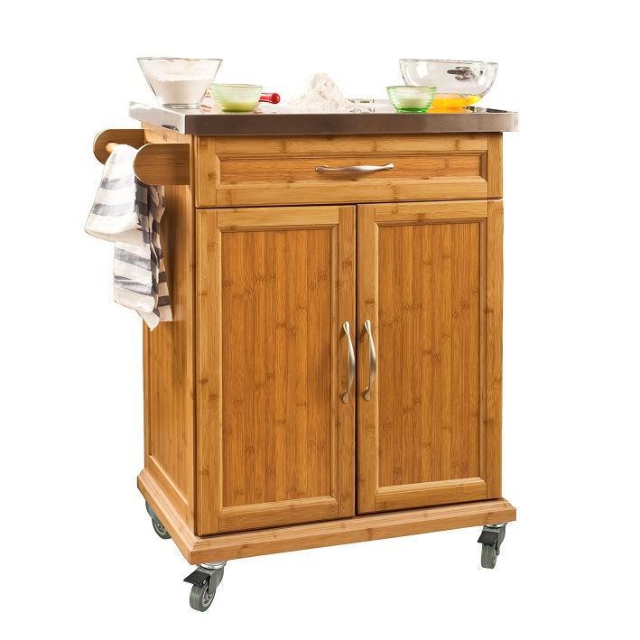 Tweedekans | SoBuy Keukentrolley FKW13-N – Bamboe met, Huis en Inrichting, Keuken | Keukenbenodigdheden, Ophalen of Verzenden