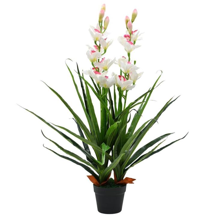vidaXL Kunstplant met pot cymbidium orchidee 100 cm groen, Maison & Meubles, Accessoires pour la Maison | Plantes & Fleurs artificielles
