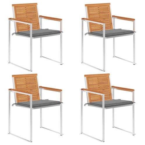 vidaXL Tuinstoelen 4 st met kussens massief acaciahout, Tuin en Terras, Tuinstoelen, Nieuw, Verzenden
