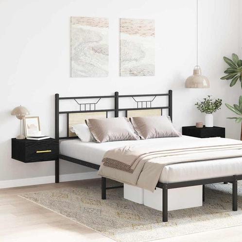vidaXL Nachtkastje 2 pcs Zwart eiken 35 x 35 x 20 cm Bewerkt, Huis en Inrichting, Kasten | Overige, Nieuw, Verzenden