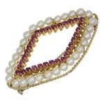 Broche - 18 karaat Geel goud - 8.00ct. tw. Robijn - Parel