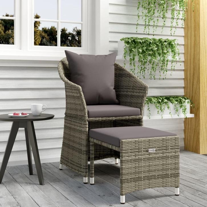 vidaXL 2-delige Loungeset met kussens poly rattan grijs, Tuin en Terras, Tuinsets en Loungesets, Loungeset, Nieuw, Verzenden