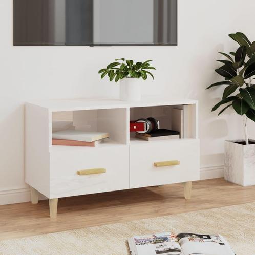 vidaXL Tv-meubel 80x36x50 cm bewerkt hout hoogglans wit, Huis en Inrichting, Kasten |Televisiemeubels, Nieuw, Verzenden