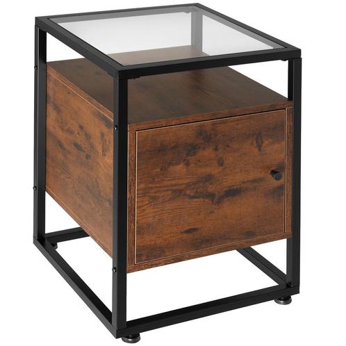 Nachtkastje Dudley 40x43x60,5cm - Industrieel hout donker, r, Maison & Meubles, Tables | Tables d'appoint, Envoi