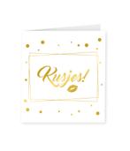 Kaart Kusjes Goud Wit 15cm, Verzenden, Nieuw