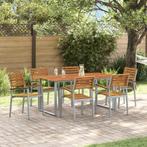 vidaXL 7-delige Tuin Eettafel Set Massief Acacia Hout en, Tuin en Terras, Verzenden, Nieuw