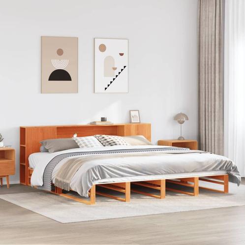 vidaXL Bed met boekenkast zonder matras hout wasbruin, Huis en Inrichting, Slaapkamer | Bedden, Nieuw, Verzenden