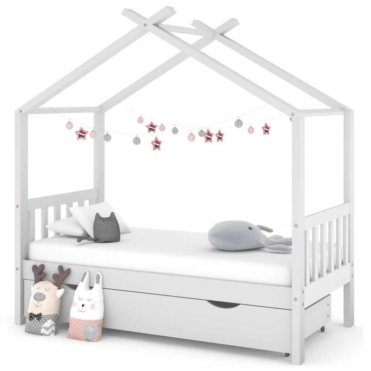 vidaXL Kinderbedframe met lade massief grenenhout wit 80x160, Enfants & Bébés, Chambre d'enfant | Lits, Envoi