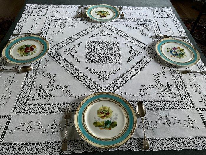 Eind 19e eeuw Richelieu tafelkleed 1m x 1m. Met 4 servetten, Antiek en Kunst, Antiek | Tapijten, Tafelkleden en Textiel