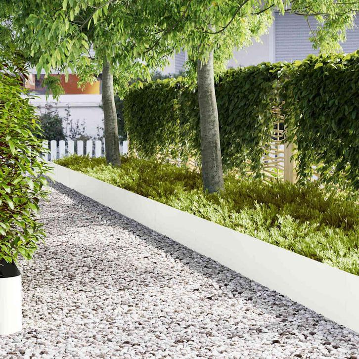 vidaXL Gazonranden 10 pcs Wit 100 x 0.5 x 30 cm Staal, Tuin en Terras, Bielzen en Borduren, Nieuw, Verzenden