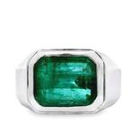 Bague - 14 carats Or blanc - 5.53ct. tw. Émeraude, Handtassen en Accessoires, Ringen, Nieuw