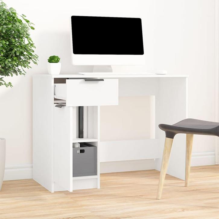 vidaXL Bureau 100x50x75 cm bewerkt hout wit, Huis en Inrichting, Bureaus, Nieuw, Verzenden