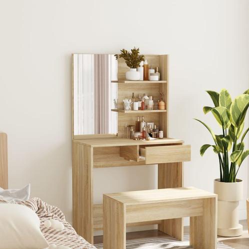 vidaXL Kaptafel met spiegel 74,5x40x141 cm sonoma, Huis en Inrichting, Tafelonderdelen, Nieuw, Verzenden