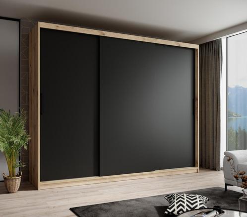 Kledingkast zwart eiken - 250x62x200 Kleerkast schuifdeuren, Maison & Meubles, Armoires | Autre, Envoi