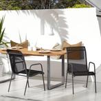 vidaXL Tuinstoelen 2 st staal en textileen zwart, Tuin en Terras, Tuinstoelen, Verzenden, Nieuw