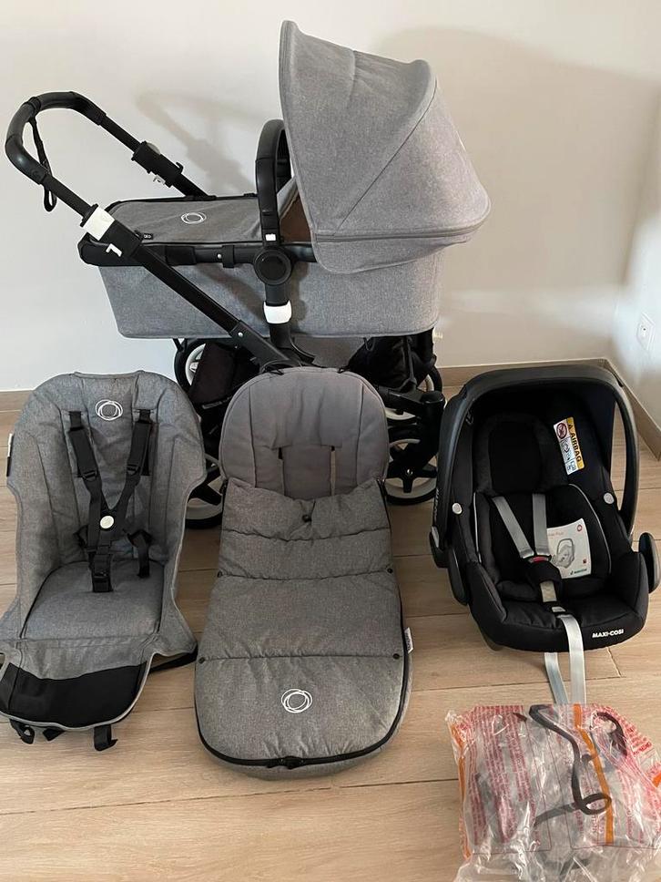 Bugaboo Buffalo kinderwagen Mélangé/Gray 3-in-1 Complete  Ze, Kinderen en Baby's, Kinderwagens en Combinaties, Luchtbanden, Met autostoeltje