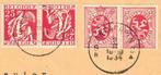 Belgique 1934 - Beau petit mot avec deux timbres à l’envers,