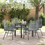 vidaXL Tuin Eettafel Set 5 pcs Grijs poly rattan, Tuin en Terras, Verzenden, Nieuw