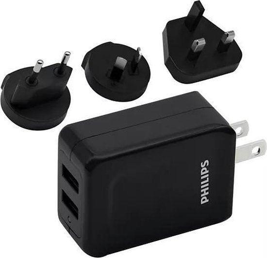 2dekans | Philips Reisoplader - DLP2610T/00 - 2x USB - 3, Telecommunicatie, Mobiele telefoons | Telefoon-opladers, Ophalen of Verzenden