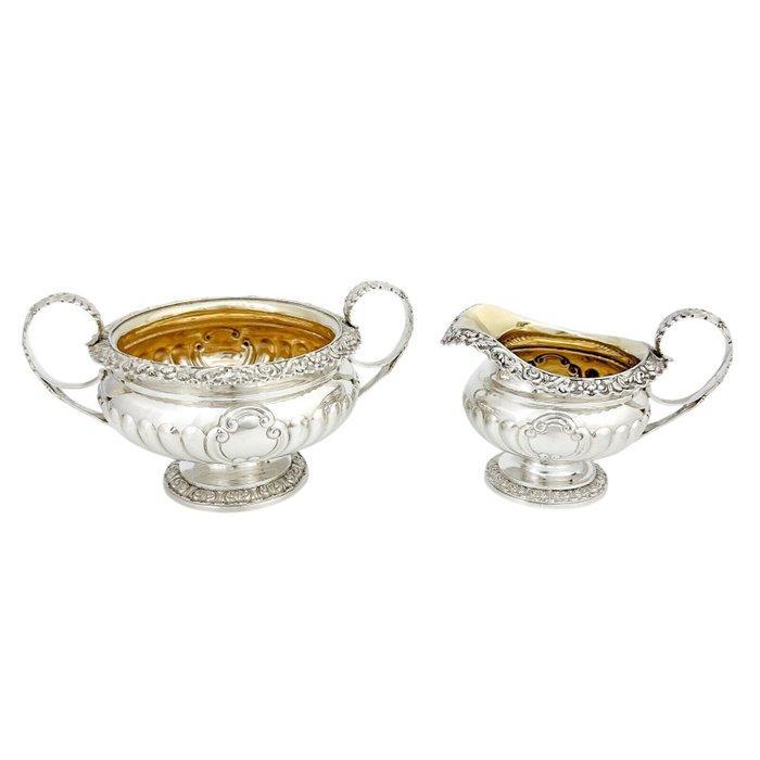 George IV Gilt Sterling Silver Sugar Basin & Milk Jug -, Antiquités & Art, Antiquités | Argent & Or