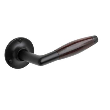 Deurklinken Retro palissander geveerd in mat zwart met ro... beschikbaar voor biedingen