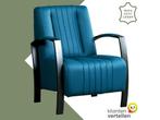 Leren fauteuil Glamour - Hermes Turquoise (blauw), Huis en Inrichting, Nieuw, Ophalen of Verzenden, 50 tot 75 cm, Industrieel, Modern, Retro