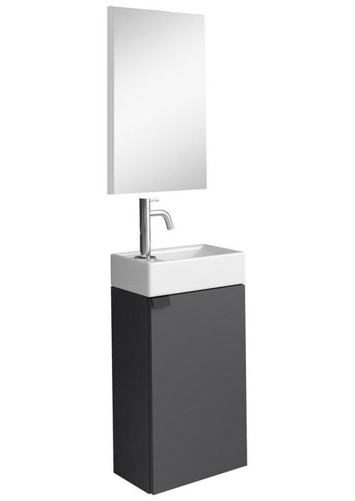 Toiletmeubel Apollo 40 x 22 cm Antraciet met Spiegel, Huis en Inrichting, Badkamer | Badkamermeubels, Nieuw, Verzenden