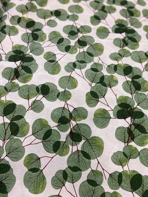 Elegante en exclusief stof met eucalyptusbladeren in dubbele, Antiek en Kunst, Antiek | Tapijten, Tafelkleden en Textiel