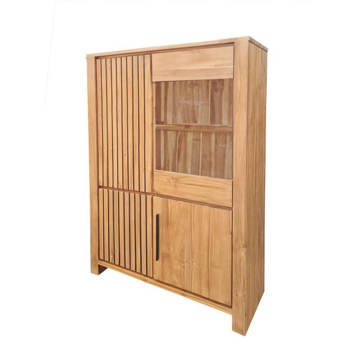 Nepal vitrine (nieuw, outlet), Huis en Inrichting, Kasten | Vitrinekasten, Nieuw, Teakhout, Glas