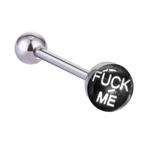 Fako Bijoux® - Tongpiercing - Logo - Fuck Me - Zwart/Wit, Handtassen en Accessoires, Piercings, Nieuw, Verzenden