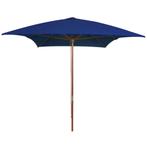 vidaXL Parasol met houten paal 200x300 cm blauw, Tuin en Terras, Verzenden, Nieuw