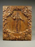 panneau de sculpture sur bois Saint François dAssise. -, Antiquités & Art