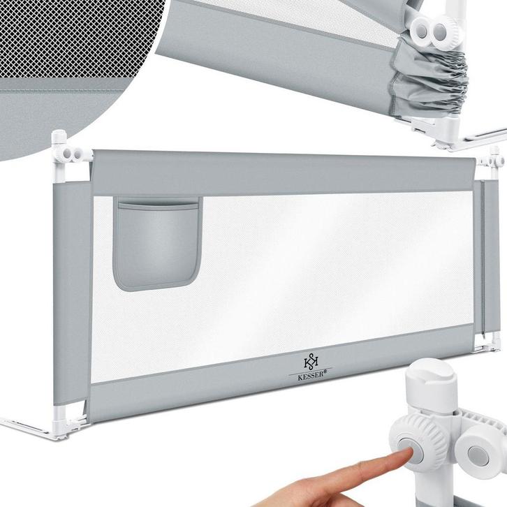 Bedhekje - 200 cm - Bedrand - Bedrail - Bedrek - Lichtgrijs, Kinderen en Baby's, Kinderkamer | Bedden, Nieuw, Verzenden