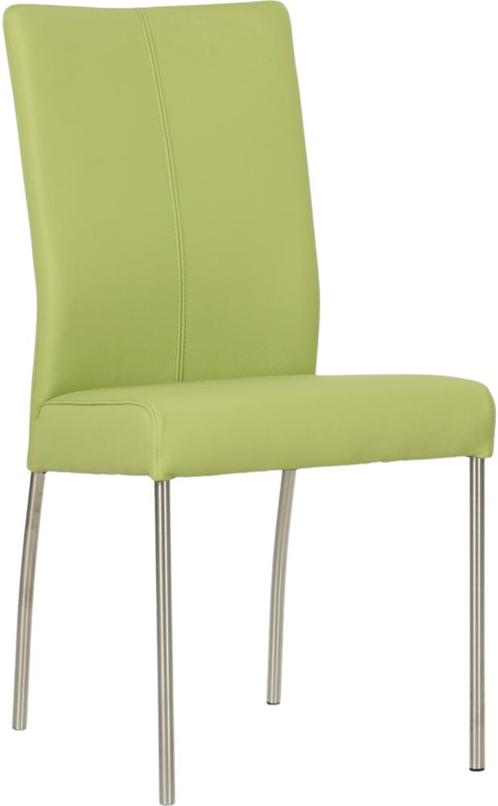 Felgroene leren moderne eetkamerstoel - poot rond inox -, Huis en Inrichting, Stoelen, Overige kleuren, Eén, Nieuw, Leer, Ophalen of Verzenden