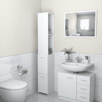 vidaXL Badkamerkast 25x26,5x170 cm bewerkt hout wit, Huis en Inrichting, Badkamer | Badkamermeubels, Verzenden, Nieuw
