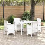 vidaXL Tuin Eettafel Set 5 pcs Wit Polt riet, Verzenden