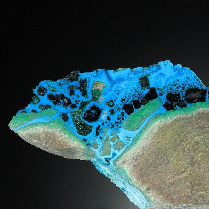 690g CHRYSOCOLLA met QUARTZ, MALACHITE & Cuprite uit het, Collections, Minéraux & Fossiles