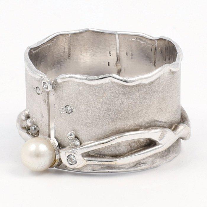 Bague - 18 carats Or blanc Diamant (Naturelle) - Diamant -, Handtassen en Accessoires, Ringen