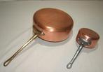 Een koperen Franse hapjespan en een sauspan - Pan - Koper,, Antiek en Kunst