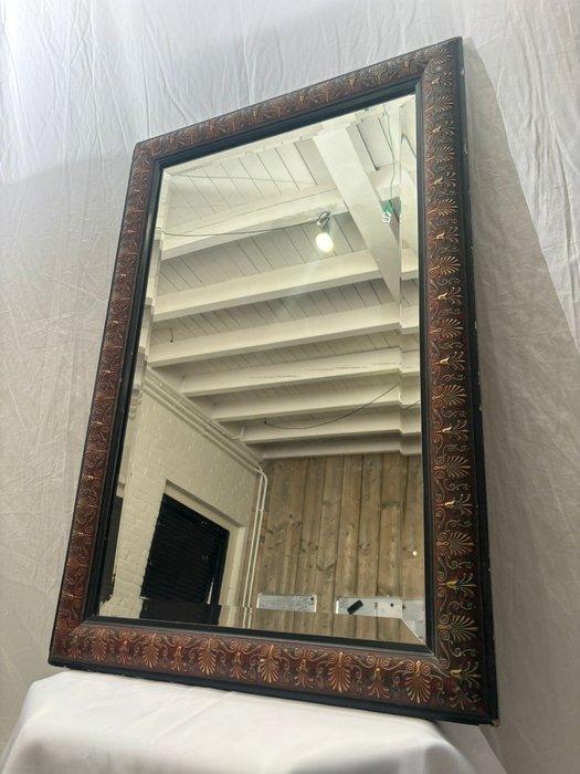Spiegel- Spiegel met Sierlijke Donkerhouten Lijst met, Antiek en Kunst, Curiosa en Brocante