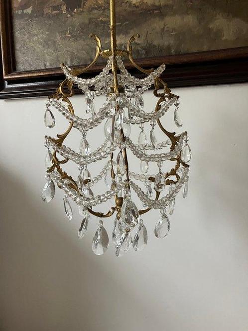 Lustre - Laiton, Verre - Chandelier vintage, Antiek en Kunst, Curiosa en Brocante