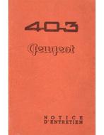 1955 PEUGEOT 403 INSTRUCTIEBOEKJE FRANS