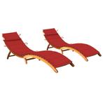 vidaXL Ligbedden 2 st met kussens massief acaciahout, Tuin en Terras, Ligbedden, Verzenden, Nieuw